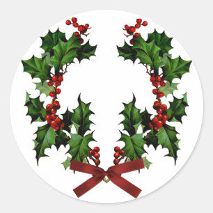 Rond Sticker Holly Wreath