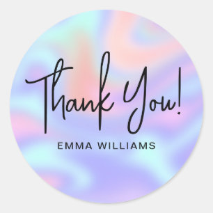 Rond Sticker Holographique Classique Merci Moderne