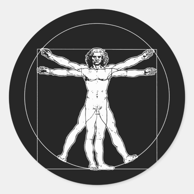 Rond Sticker Homme Da Vinci Vitruvian (Devant)