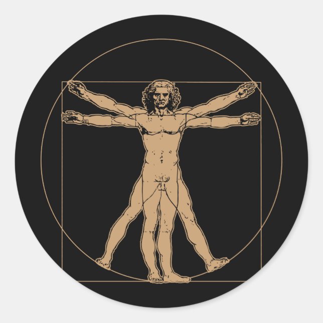 Rond Sticker Homme Da Vinci Vitruvian (Devant)
