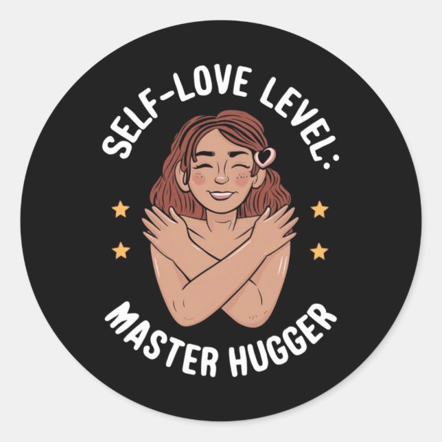 Rond Sticker Hugger Master Niveau d'amour personnel (Devant)