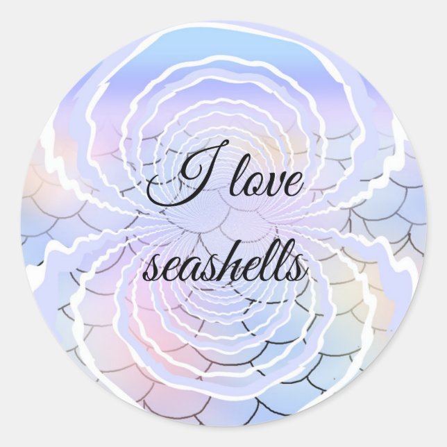 Rond Sticker I Love Seashells (Devant)