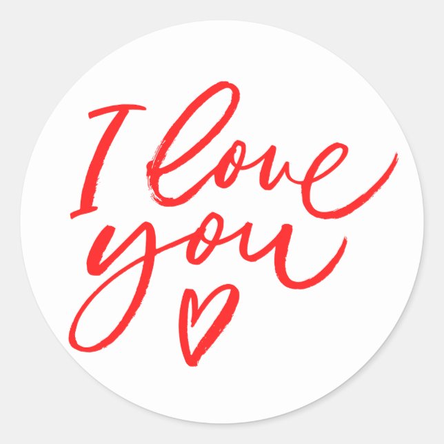 Rond Sticker I love you in red (Devant)
