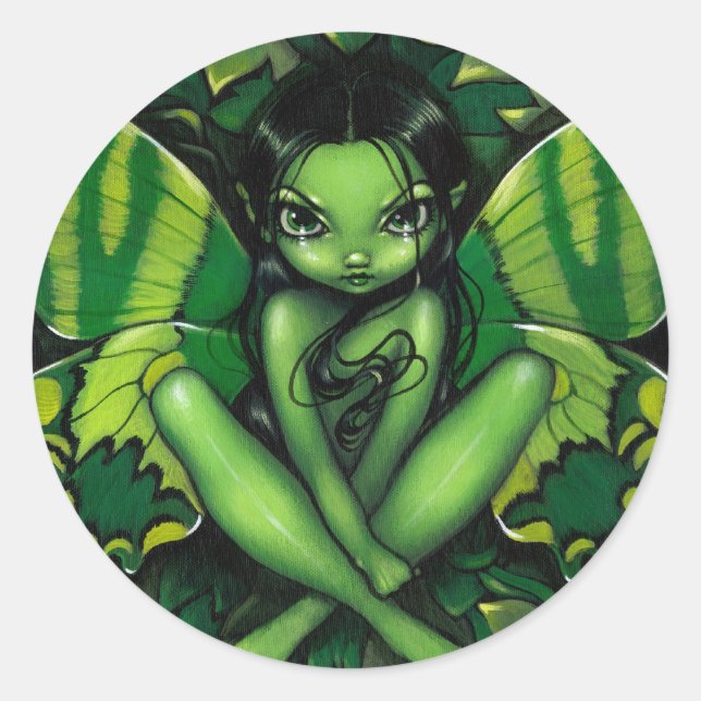 Rond Sticker "Imaginaire papillon vert" (Devant)