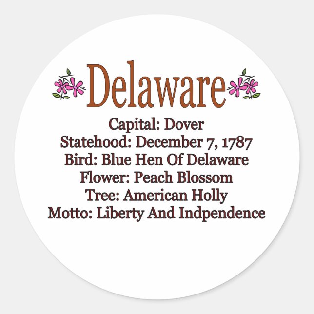 Rond Sticker Info État Delaware (Devant)