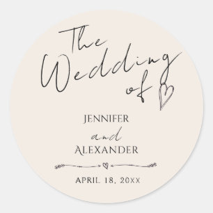 Rond Sticker inimaliste Mariage moderne