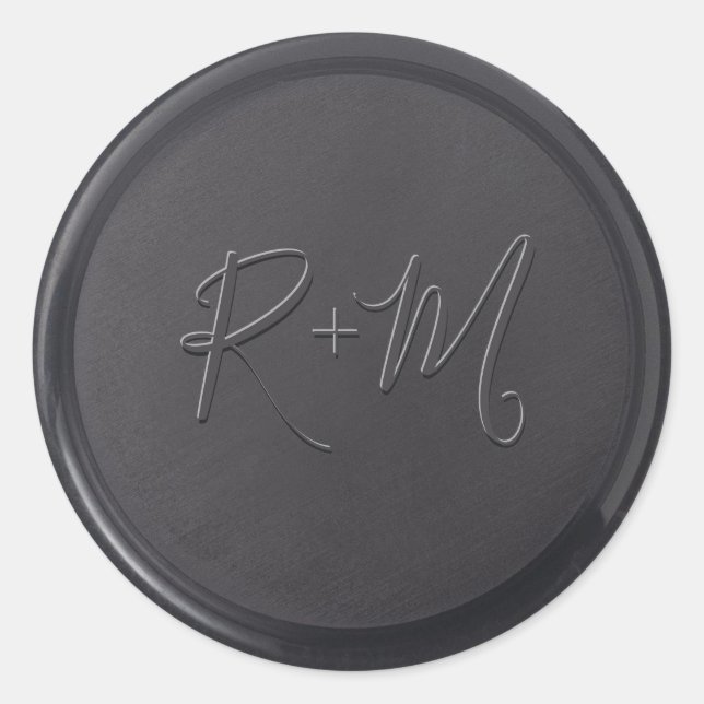 Rond Sticker initial de cire noire cursive (Devant)