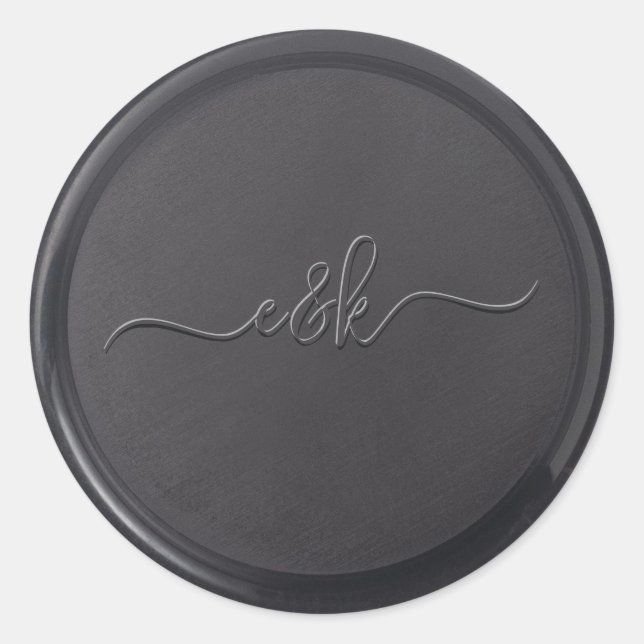 Rond Sticker initial de cire noire cursive (Devant)