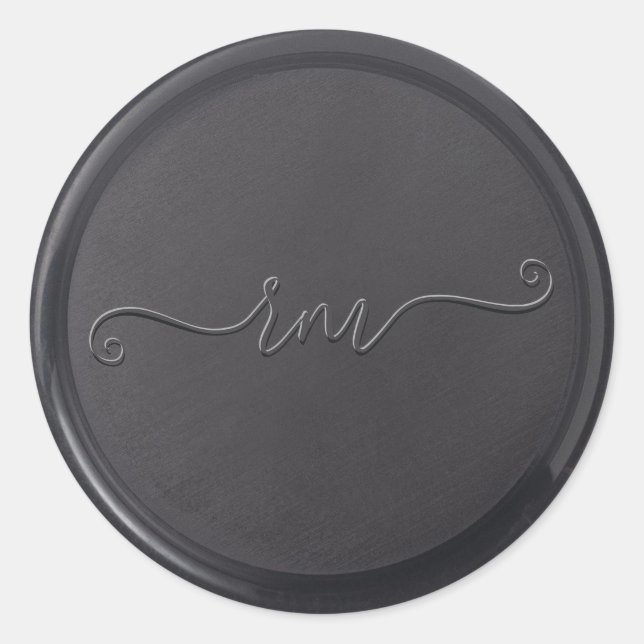 Rond Sticker initial de cire noire cursive (Devant)