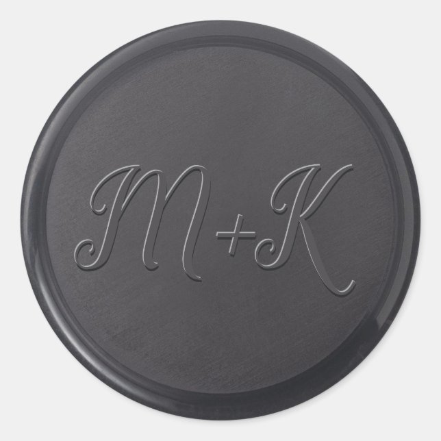 Rond Sticker initial de cire noire cursive (Devant)