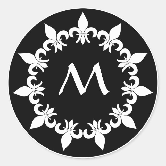 Rond Sticker initial en ébène Fleur de Lis (Devant)