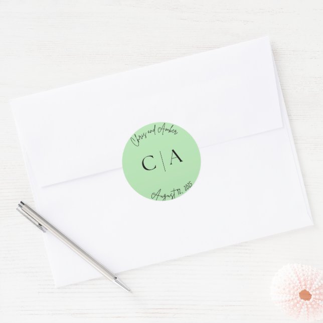 Rond Sticker initial simple Mariage (Enveloppe)