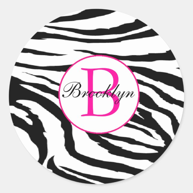 Rond Sticker initial Zebra et Hot Pink (Devant)