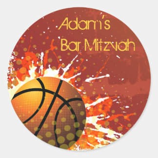 Rond Sticker Invitation Barre de basket Mitzvah