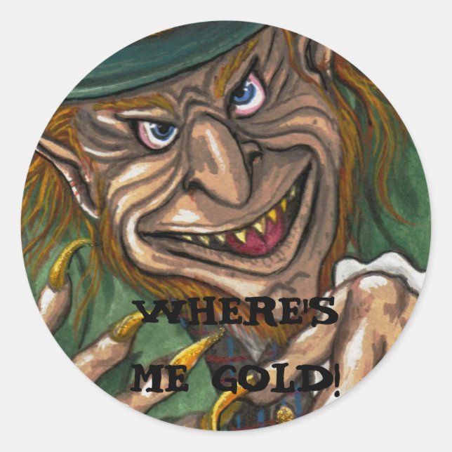 Rond Sticker irlandais LEPRECHAUN (Devant)