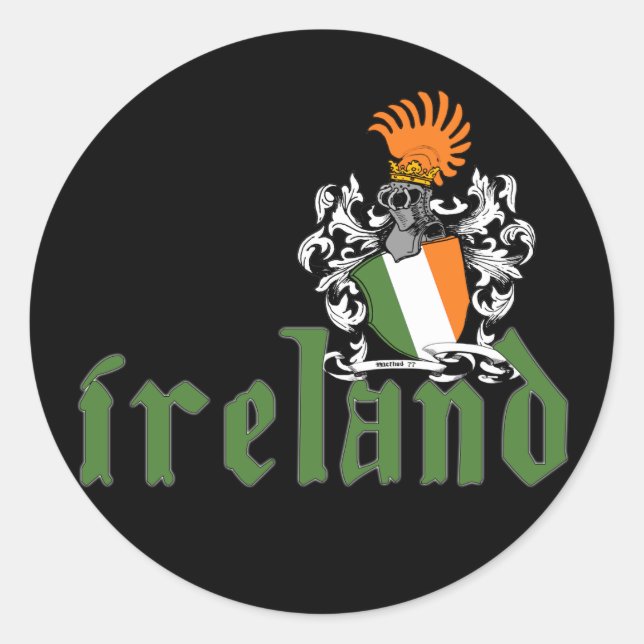 Rond Sticker Irlande Shield (Devant)