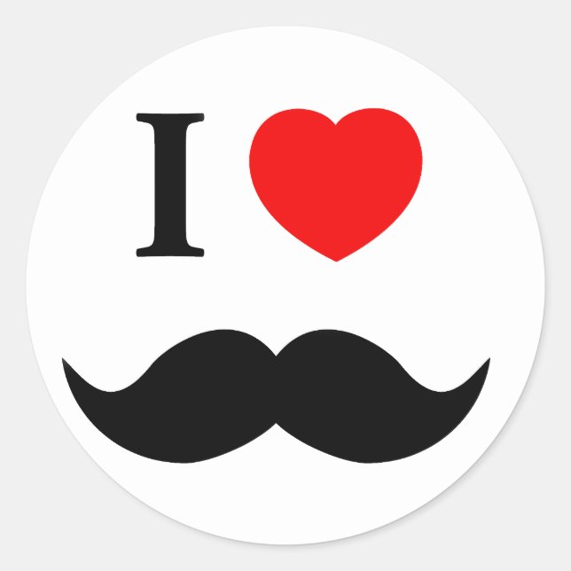 Rond sticker J'aime la moustache (Devant)