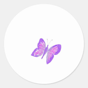 Rond Sticker Joli Avec Illustration Papillon