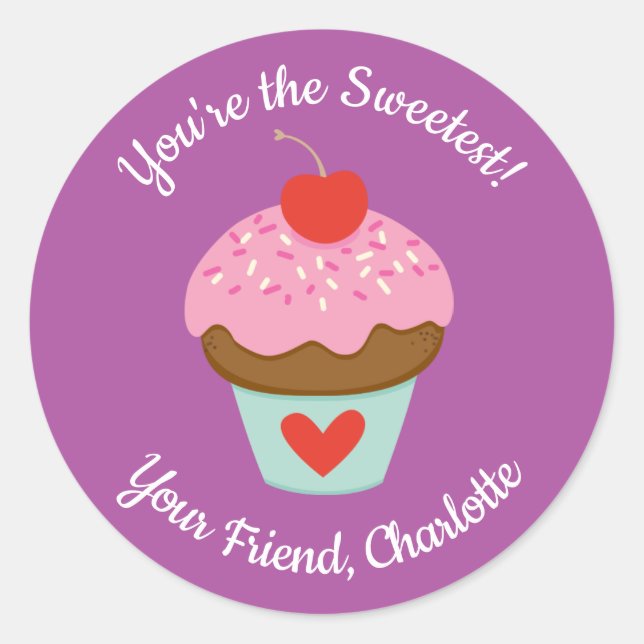Rond Sticker Jour de Valentines pour enfants mignons (Devant)