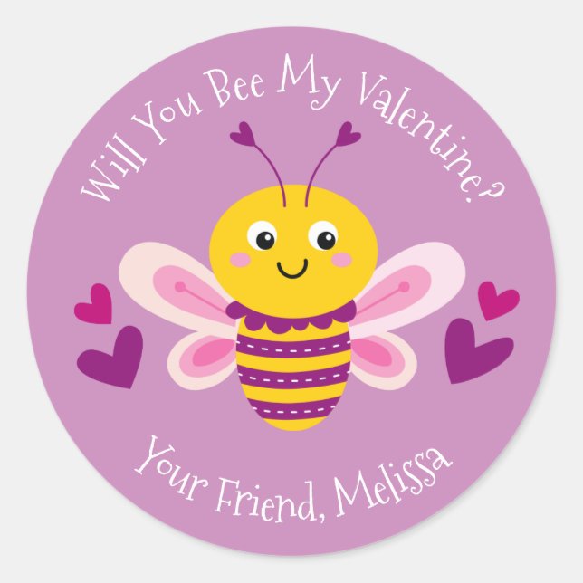 Rond Sticker Jour de Valentines pour enfants mignons (Devant)
