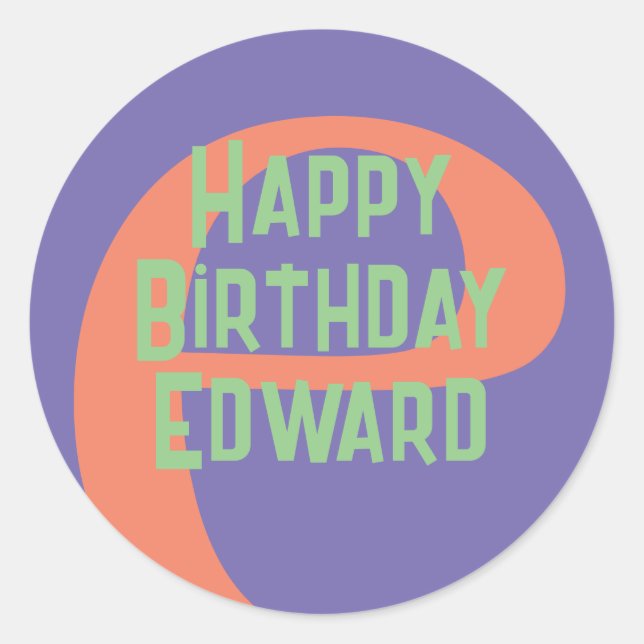 Rond Sticker joyeux anniversaire mauve menthe corail (Devant)