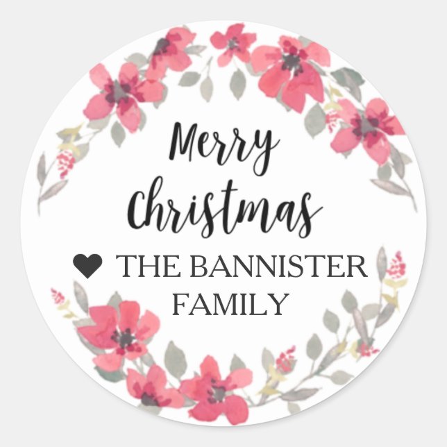 Rond Sticker Joyeux Noël - Berry Red xmas (Devant)