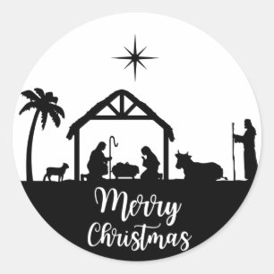 Rond Sticker Joyeux Noël Nativité