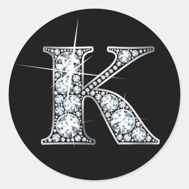 Rond Sticker "K" Faux-"Diamond Bling" (Devant)