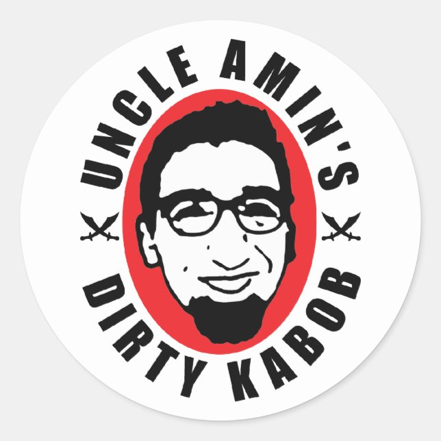 Rond Sticker kabob sale de l'oncle Amin blanc (Devant)