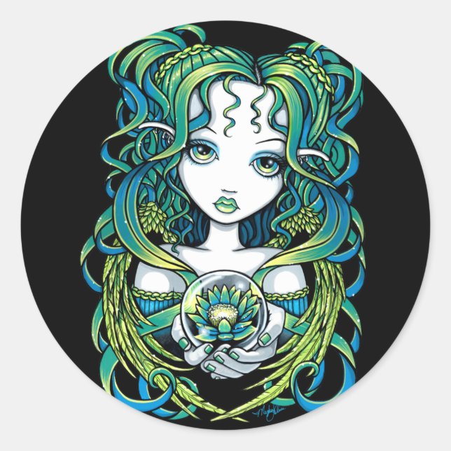 Rond Sticker "Kallan" Green Lotus Water Angel (Devant)