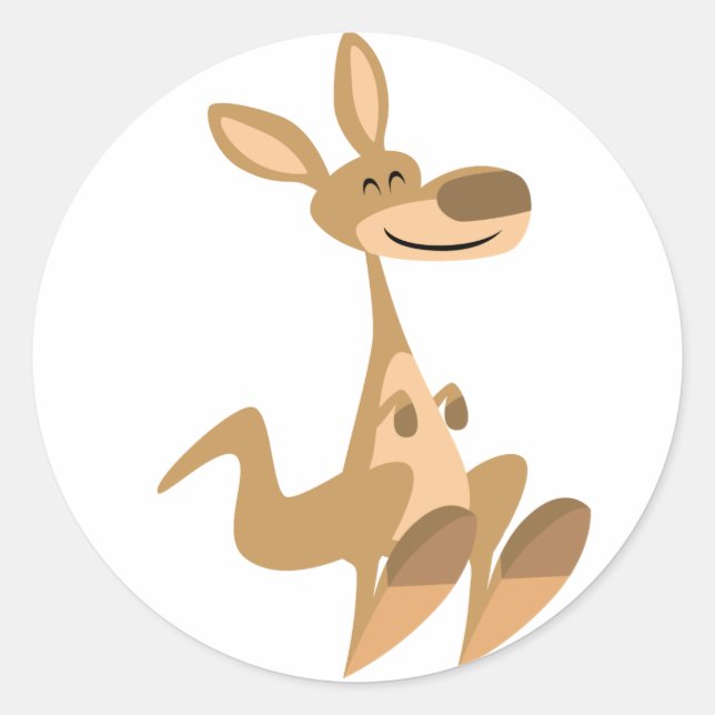 Rond Sticker Kangaroo Cartoon Joli (Devant)