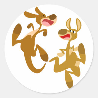 Rond Sticker Kangaroos Bouncy Cartoon