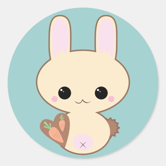 Rond Sticker Kawaii Kokeshi Bunny (Devant)