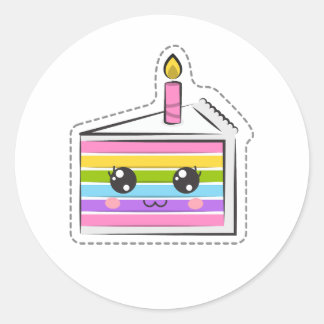 Rond Sticker Kawaii pour gâteau d'anniversaire en arc-e
