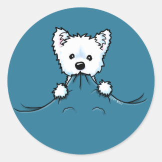 Rond Sticker KiniArt de l'agression mignonne Westie