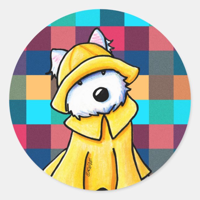 Rond Sticker KiniArt Raincoat Westie (Devant)