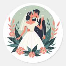Sticker Kiss de mariage vintage