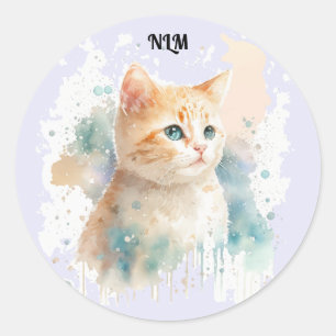 Rond Sticker Kitten Peint