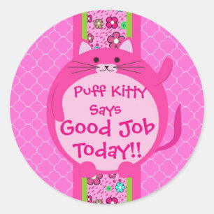 Rond Sticker Kitty Pink Whimsical