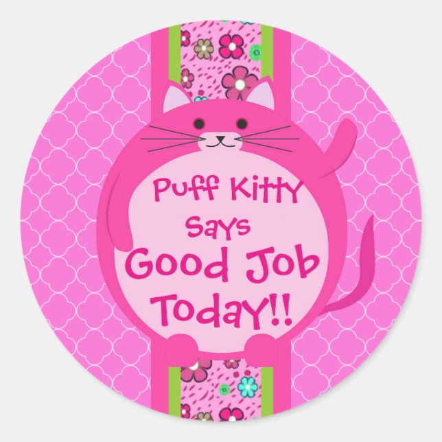 Rond Sticker Kitty Pink Whimsical (Devant)