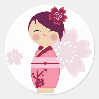 Rond Sticker Kokeshi Sakura
