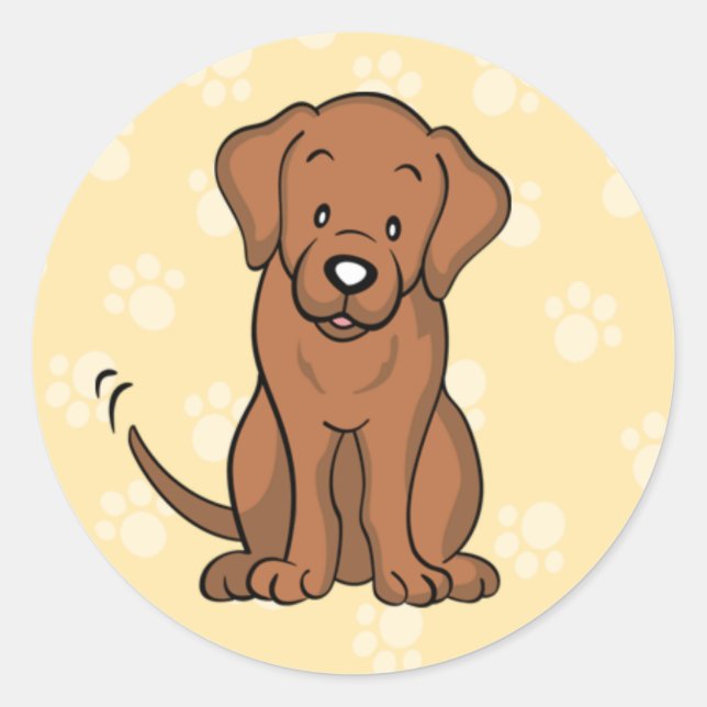 Rond Sticker Labrador pour chien caricaturé mignon (Devant)