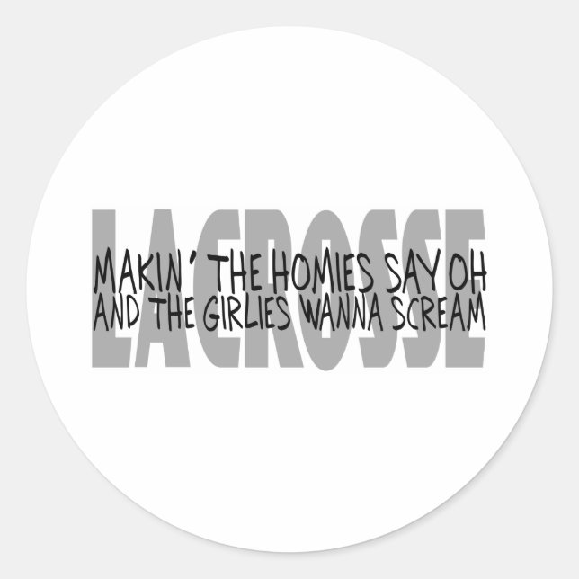 Rond Sticker Lacrosse Humour Homes (Devant)
