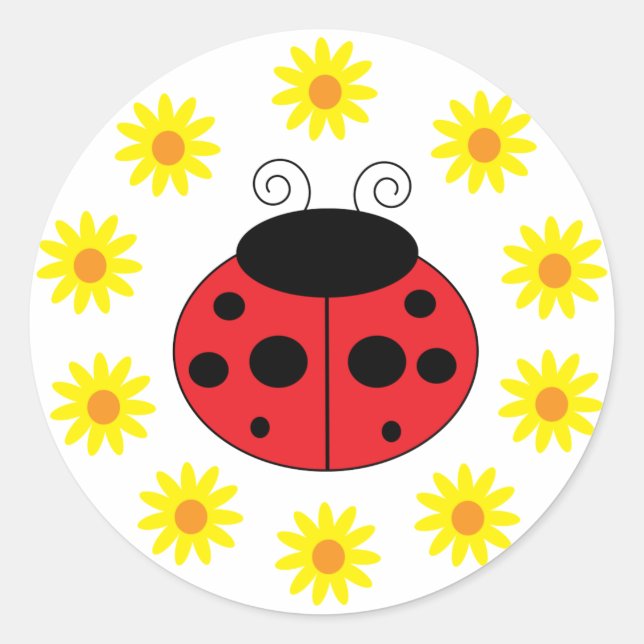 Rond Sticker Ladybug et Daisies (Devant)
