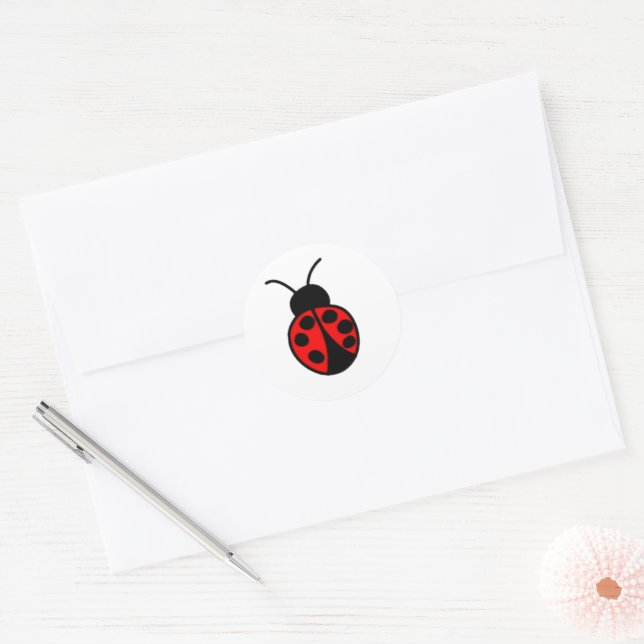 Rond Sticker Ladybug personnalisable (Enveloppe)