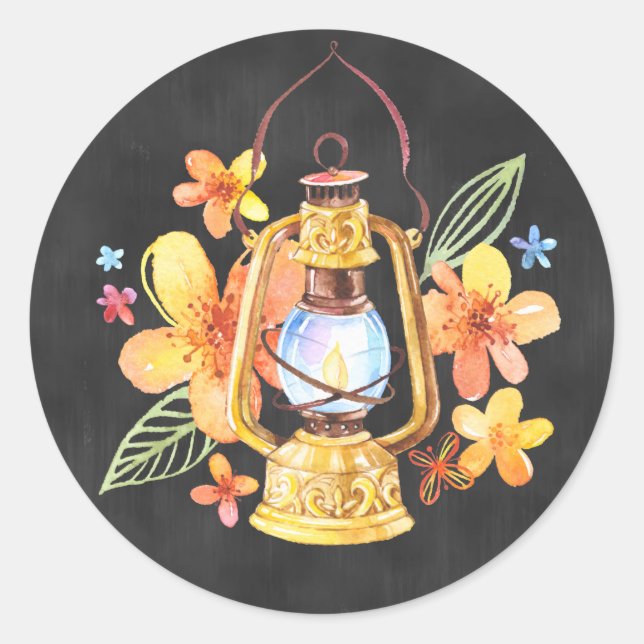 Rond Sticker lanterne en tableau noir (Devant)