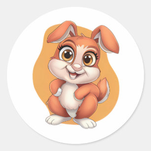 Rond Sticker lapin adorable - Design de lapin de dessin