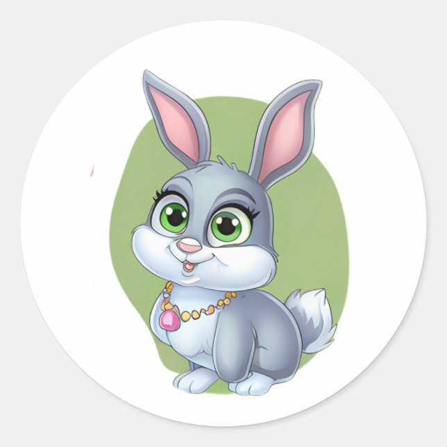 Rond Sticker lapin adorable - Design de lapin de dessin (Devant)
