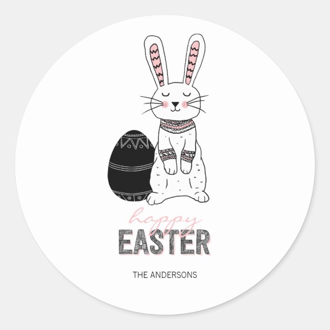 Rond Sticker lapin lapin de Pâques folle (Devant)