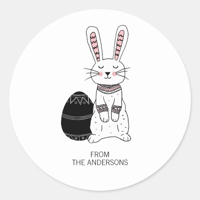 Rond Sticker lapin lapin de Pâques folle (Devant)